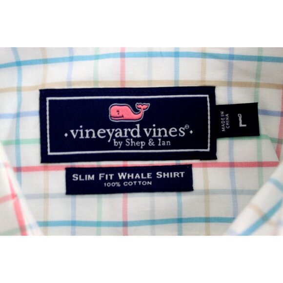 Vineyard Vines Men Shirt Whale Slim Long Sleeve Logo Button Multi Sz L - Picture 2 of 14